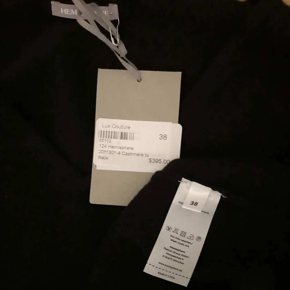 Hemisphere Black V-neck Cashmere Sweater - Picture 8 of 9